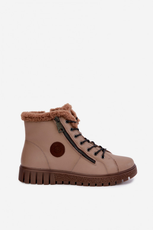 Botines de mujer aislados en piel natural Vinceza 133123 en color arena