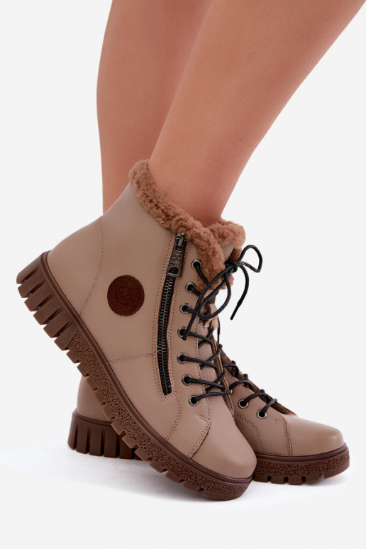 Botines de mujer aislados en piel natural Vinceza 133123 en color arena