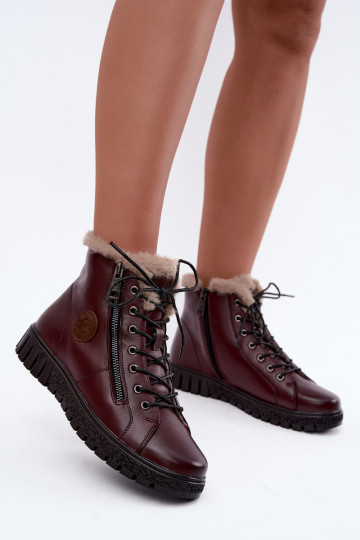Botines de mujer aislados en piel natural Vinceza 133123 en color burdeos 2
