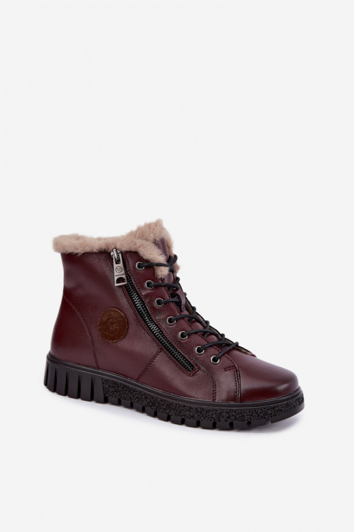Botines de mujer aislados en piel natural Vinceza 133123 en color burdeos