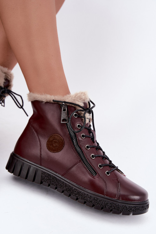 Botines de mujer aislados en piel natural Vinceza 133123 en color burdeos