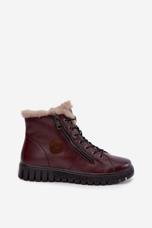 Botines de mujer aislados en piel natural Vinceza 133123 en color burdeos