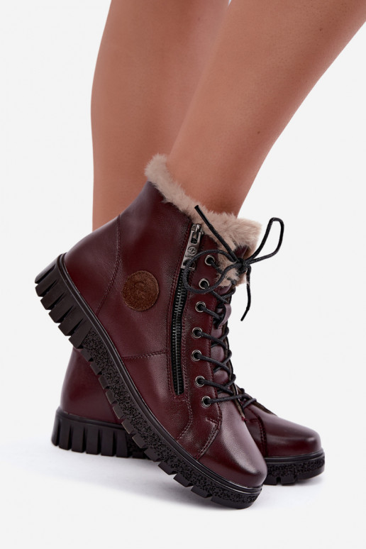 Botines de mujer aislados en piel natural Vinceza 133123 en color burdeos