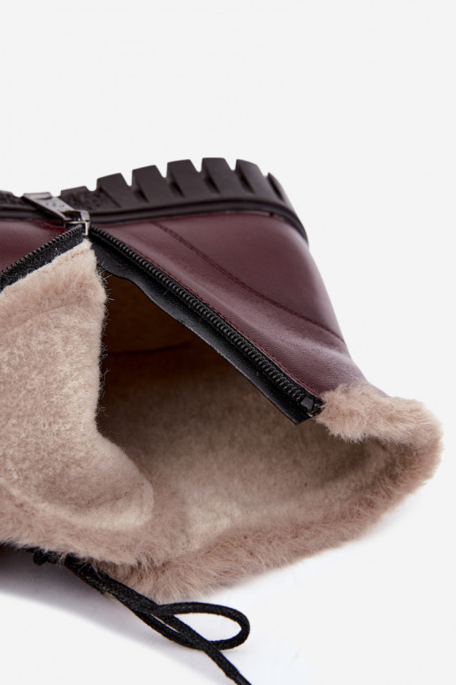 Botines de mujer aislados en piel natural Vinceza 133123 en color burdeos