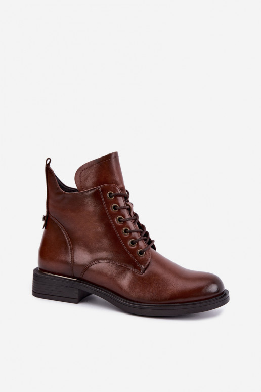 Botines aislados con tacones anchos 58677 en color marrón