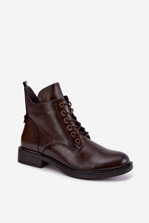 Botines aislados con tacones anchos 58677 en color chocolate
