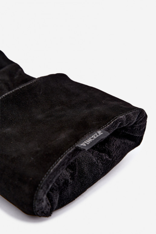 Botas altas de ante sintético Slouchy con tacones finos Vinceza 89170 en color negro
