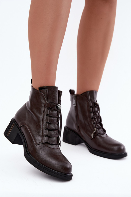 Botines aislados en cuero natural Klocke Vinceza 89161 en color chocolate