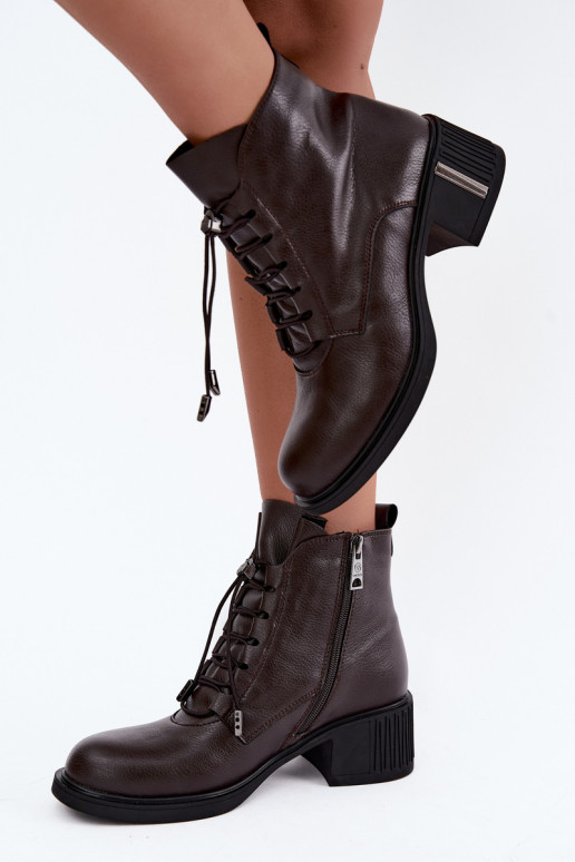 Botines aislados en cuero natural Klocke Vinceza 89161 en color chocolate