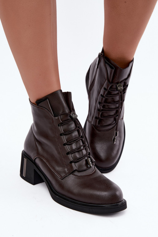 Botines aislados en cuero natural Klocke Vinceza 89161 en color chocolate