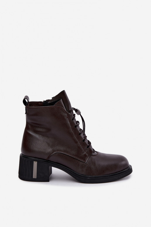Botines aislados en cuero natural Klocke Vinceza 89161 en color chocolate