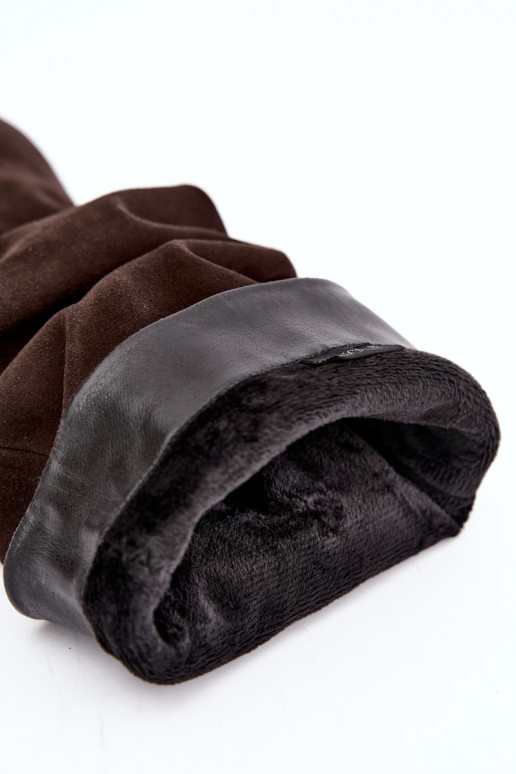 Botas altas de ante sintético aisladas Slouchy con tacones Vinceza 89167 en color chocolate