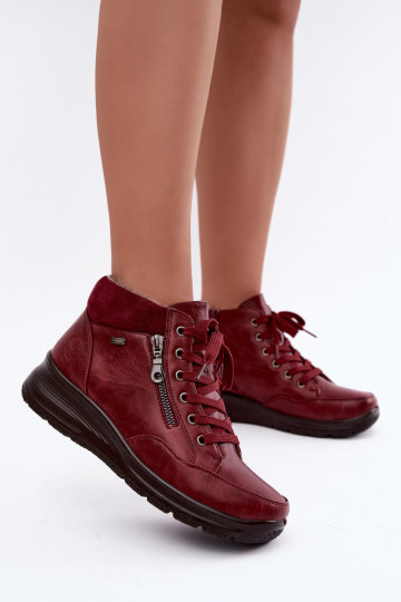 Botines aislados de mujer con pelo por dentro en color burdeos Parvella 2