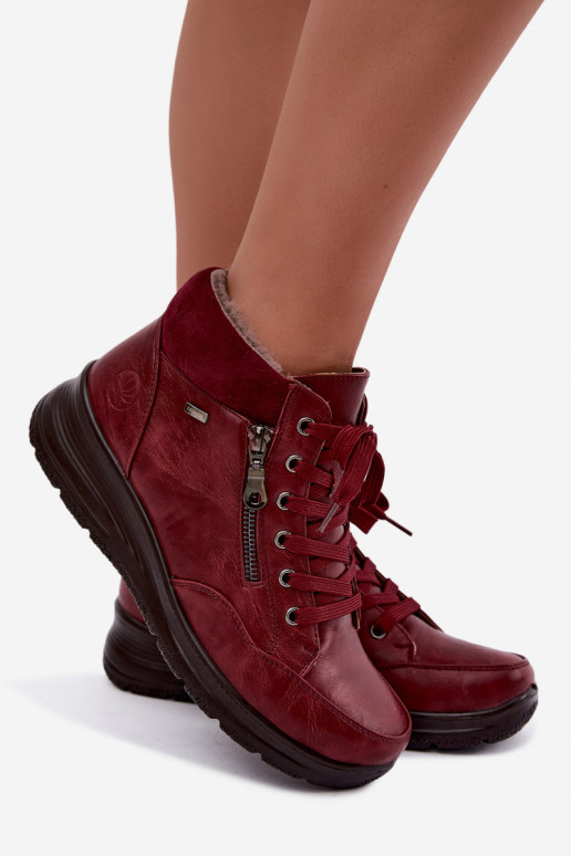 Botines aislados de mujer con pelo por dentro en color burdeos Parvella