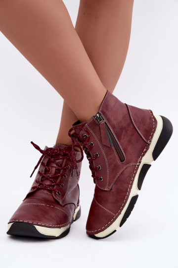 Botines de mujer aislados, color burdeos Lerissa