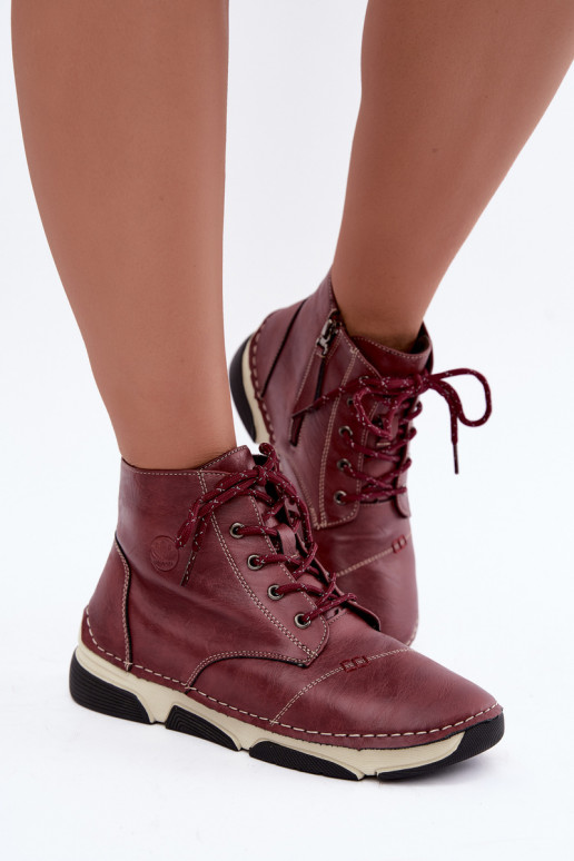Botines de mujer aislados, color burdeos Lerissa