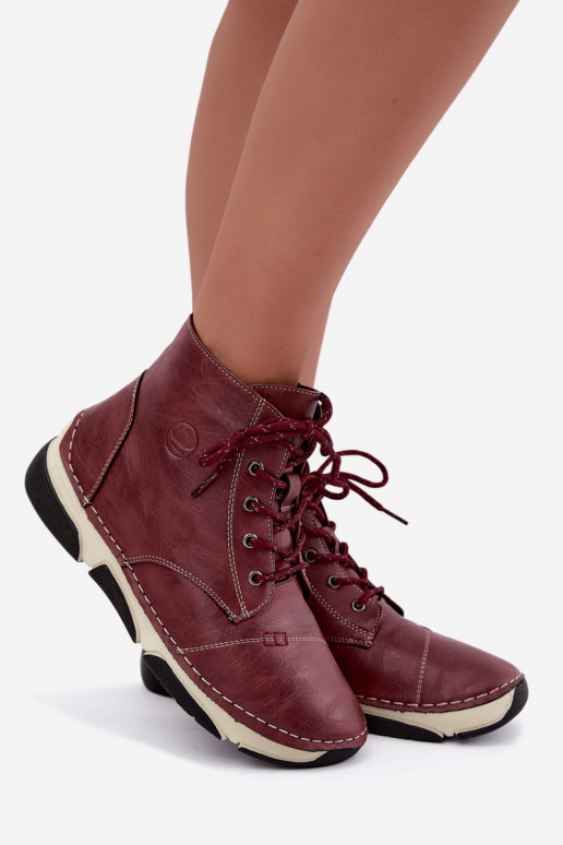 Botines de mujer aislados, color burdeos Lerissa