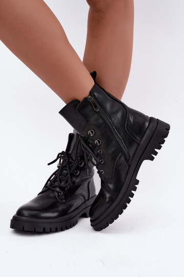 Botines de trabajo para mujer de cuero sintético, aislados, negros Amarelle 2