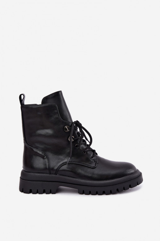 Botines de trabajo para mujer de cuero sintético, aislados, negros Amarelle