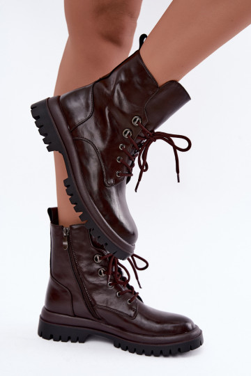 Botines de trabajo para mujer de cuero sintético, aislados, burdeos Amarelle