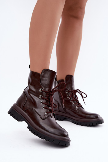 Botines de trabajo para mujer de cuero sintético, aislados, burdeos Amarelle 2