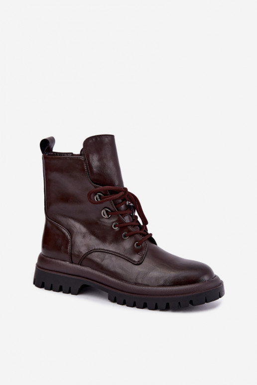 Botines de trabajo para mujer de cuero sintético, aislados, burdeos Amarelle