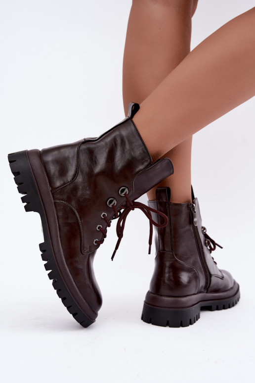 Botines de trabajo para mujer de cuero sintético, aislados, burdeos Amarelle