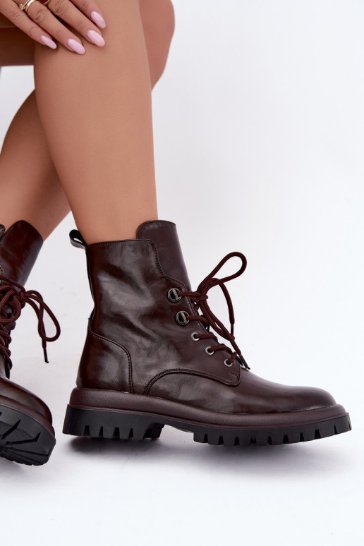 Botines de trabajo para mujer de cuero sintético, aislados, burdeos Amarelle