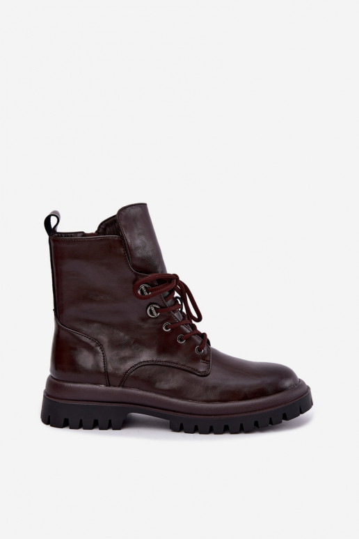 Botines de trabajo para mujer de cuero sintético, aislados, burdeos Amarelle