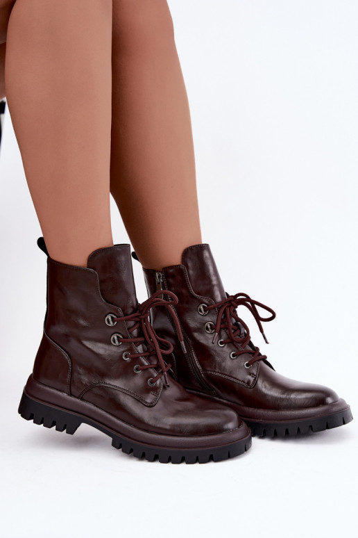 Botines de trabajo para mujer de cuero sintético, aislados, burdeos Amarelle