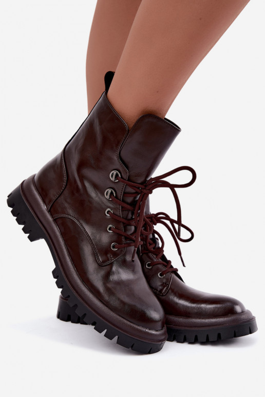 Botines de trabajo para mujer de cuero sintético, aislados, burdeos Amarelle