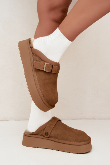 Botas de nieve de ante sintético marrón con plataforma y hebillas Big Star UU274696