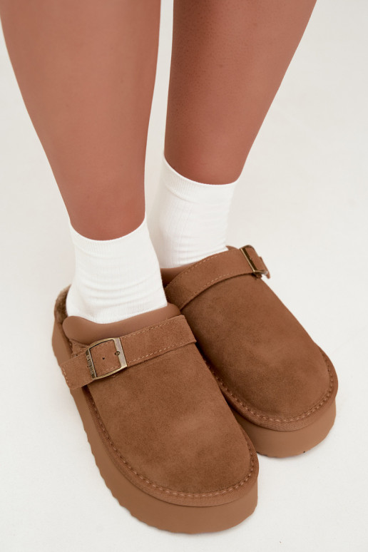 Botas de nieve de ante sintético marrón con plataforma y hebillas Big Star UU274696
