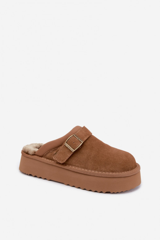 Botas de nieve de ante sintético marrón con plataforma y hebillas Big Star UU274696