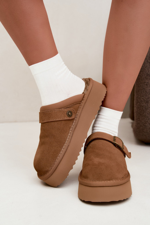 Botas de nieve de ante sintético marrón con plataforma y hebillas Big Star UU274696