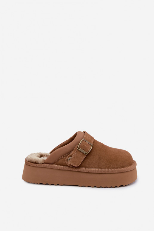 Botas de nieve de ante sintético marrón con plataforma y hebillas Big Star UU274696