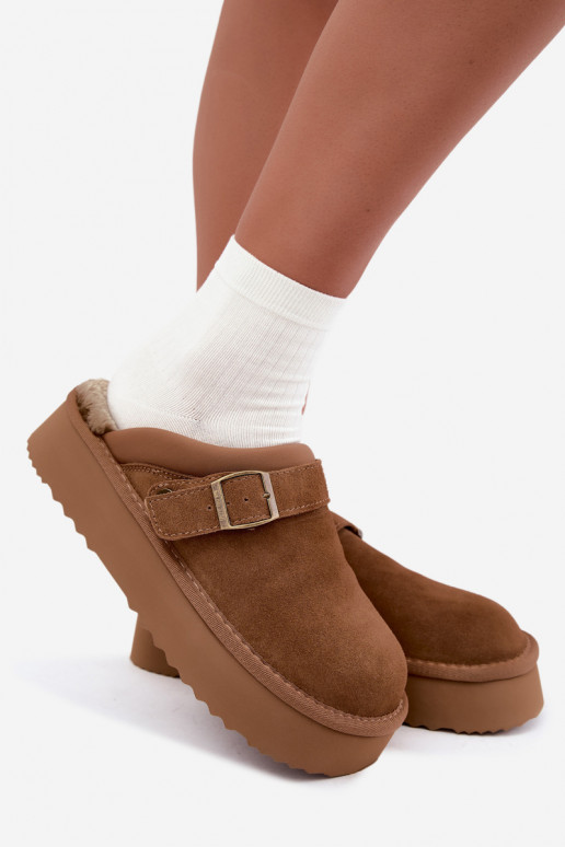 Botas de nieve de ante sintético marrón con plataforma y hebillas Big Star UU274696