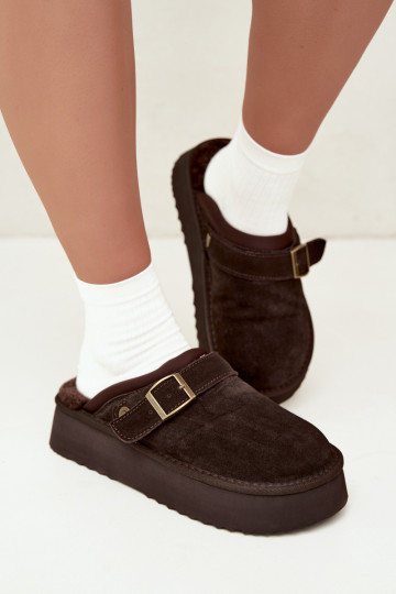 Botas de nieve de ante sintético con plataforma y hebillas Big Star UU274697 CzekoladoĮe