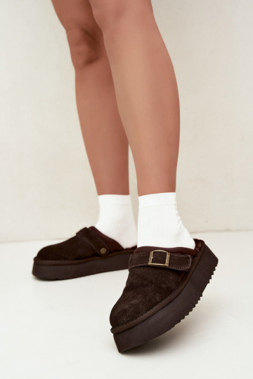 Botas de nieve de ante sintético con plataforma y hebillas Big Star UU274697 CzekoladoĮe 2