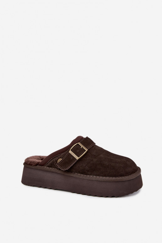 Botas de nieve de ante sintético con plataforma y hebillas Big Star UU274697 CzekoladoĮe