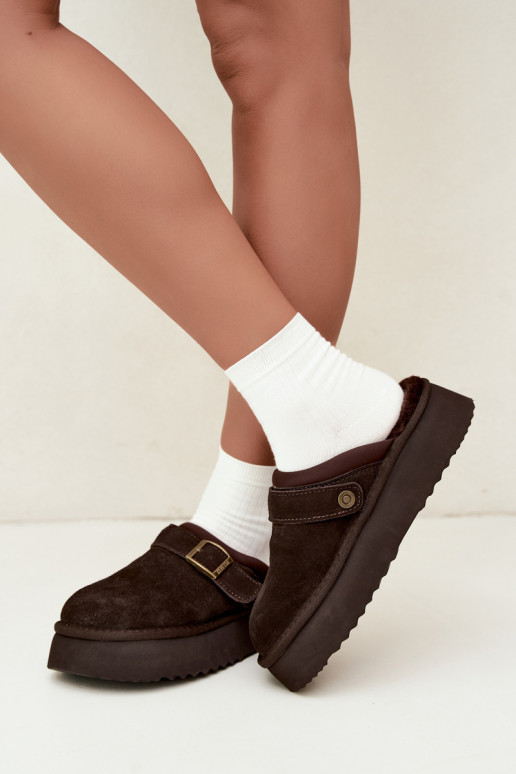 Botas de nieve de ante sintético con plataforma y hebillas Big Star UU274697 CzekoladoĮe