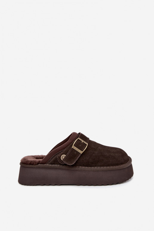Botas de nieve de ante sintético con plataforma y hebillas Big Star UU274697 CzekoladoĮe