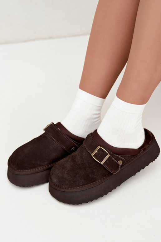 Botas de nieve de ante sintético con plataforma y hebillas Big Star UU274697 CzekoladoĮe