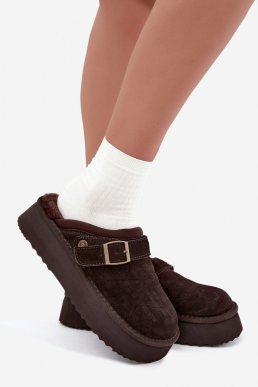 Botas de nieve de ante sintético con plataforma y hebillas Big Star UU274697 CzekoladoĮe