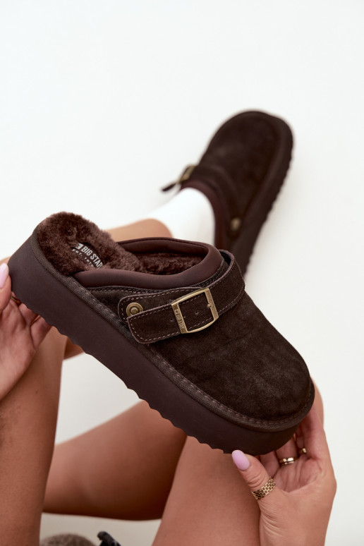 Botas de nieve de ante sintético con plataforma y hebillas Big Star UU274697 CzekoladoĮe