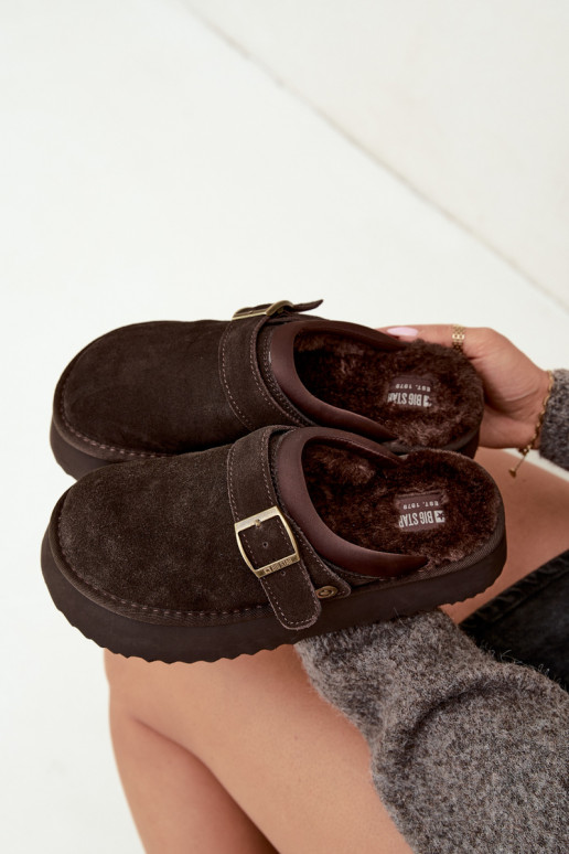 Botas de nieve de ante sintético con plataforma y hebillas Big Star UU274697 CzekoladoĮe