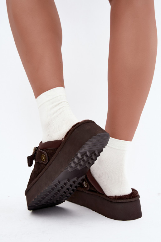 Botas de nieve de ante sintético con plataforma y hebillas Big Star UU274697 CzekoladoĮe