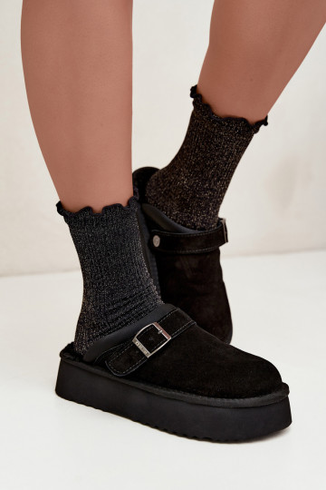 Botas de nieve de ante sintético negras con plataforma y hebillas Big Star UU274698