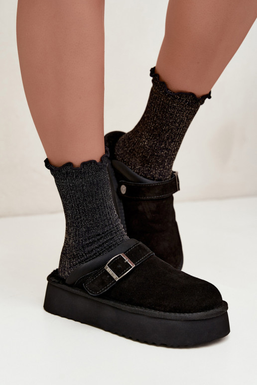 Botas de nieve de ante sintético negras con plataforma y hebillas Big Star UU274698