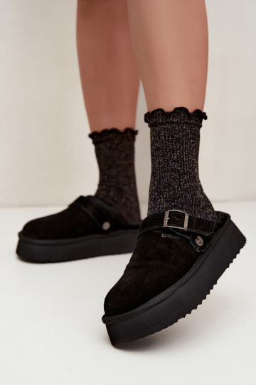 Botas de nieve de ante sintético negras con plataforma y hebillas Big Star UU274698 2